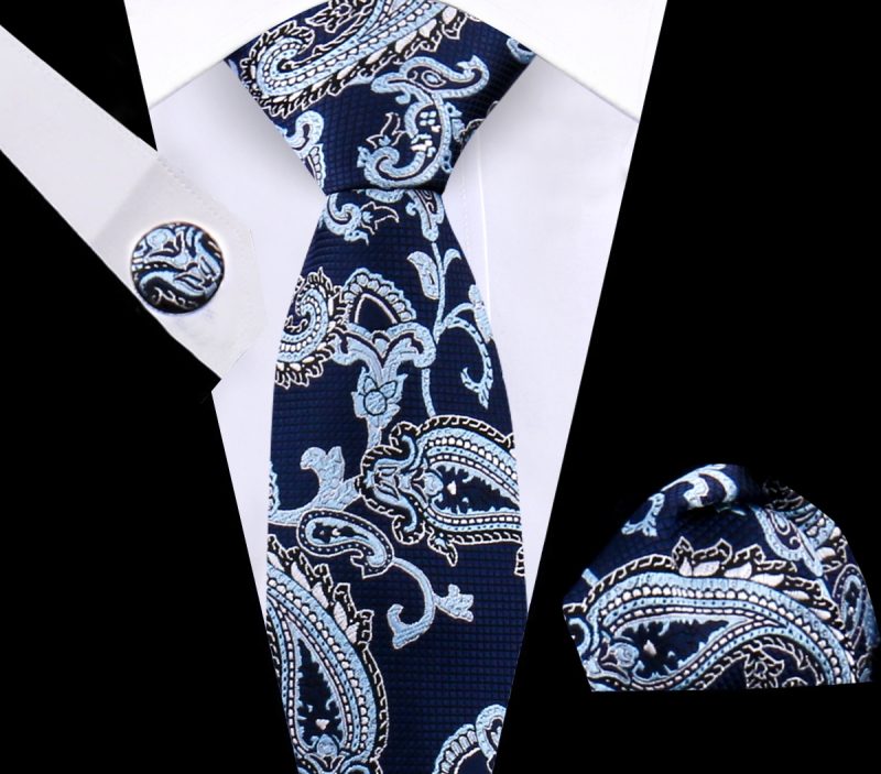 Luxury Plaid Tie For Mens Necktie Handkerchief Pocket Square Cufflinks Set Jacquard Woven Ties Wedding Business Accessories - Image 50