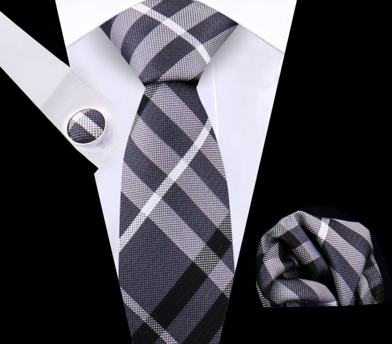 Luxury Plaid Tie For Mens Necktie Handkerchief Pocket Square Cufflinks Set Jacquard Woven Ties Wedding Business Accessories - Image 51