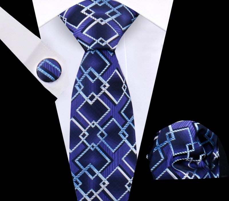 Luxury Plaid Tie For Mens Necktie Handkerchief Pocket Square Cufflinks Set Jacquard Woven Ties Wedding Business Accessories - Image 52