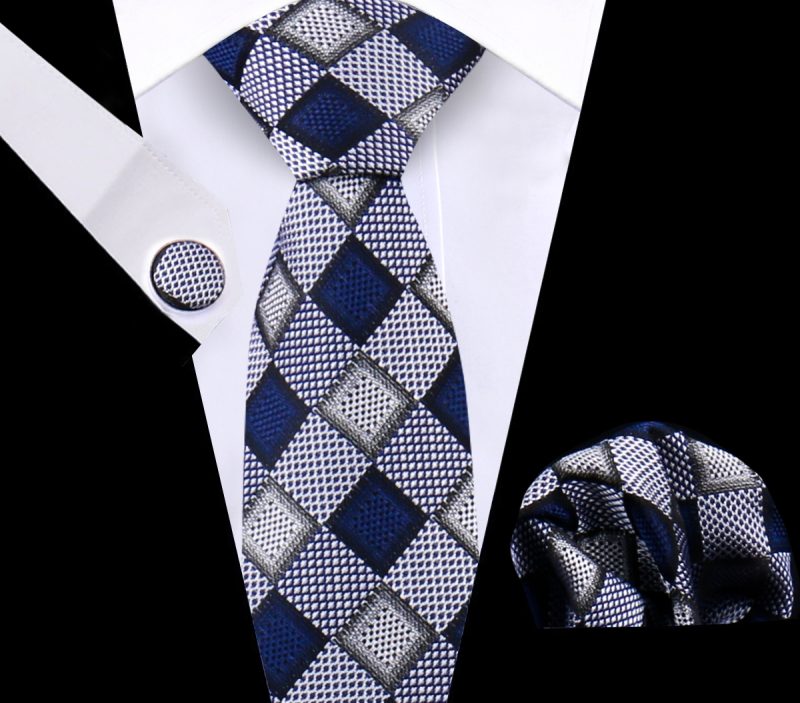 Luxury Plaid Tie For Mens Necktie Handkerchief Pocket Square Cufflinks Set Jacquard Woven Ties Wedding Business Accessories - Image 53