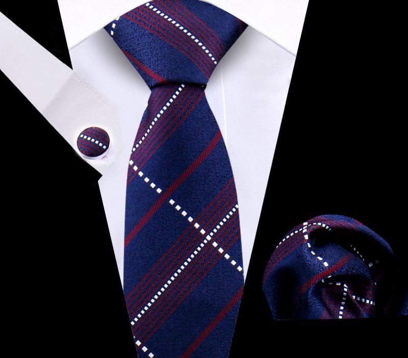 Luxury Plaid Tie For Mens Necktie Handkerchief Pocket Square Cufflinks Set Jacquard Woven Ties Wedding Business Accessories - Image 55