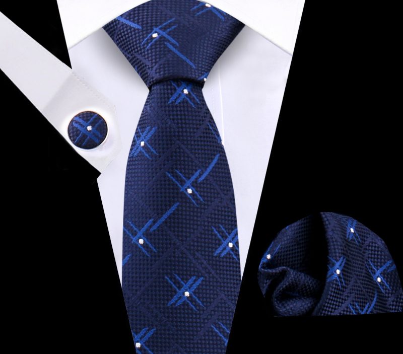 Luxury Plaid Tie For Mens Necktie Handkerchief Pocket Square Cufflinks Set Jacquard Woven Ties Wedding Business Accessories - Image 59