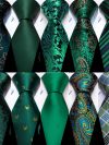 Dark Green Silk Solid Men Ties With Pocket Square Cufflinks Set Elegant Woven High Quality Suit Necktie Wedding Party Barry.Wang