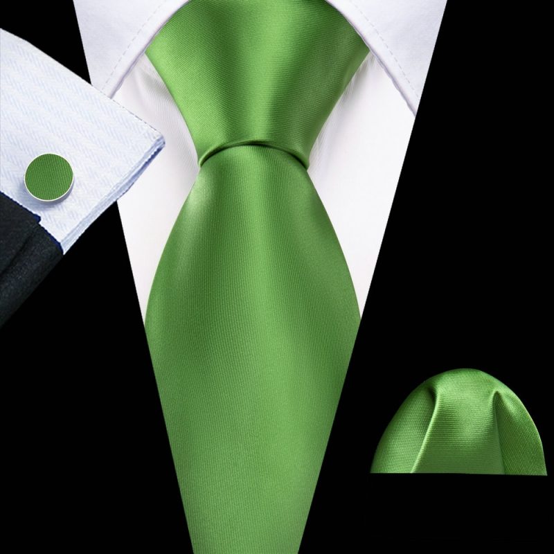 Dark Green Silk Solid Men Ties With Pocket Square Cufflinks Set Elegant Woven High Quality Suit Necktie Wedding Party Barry.Wang - Image 11