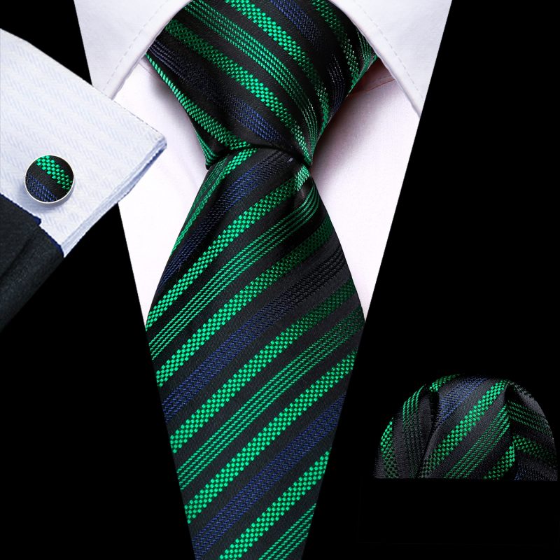 Dark Green Silk Solid Men Ties With Pocket Square Cufflinks Set Elegant Woven High Quality Suit Necktie Wedding Party Barry.Wang - Image 15