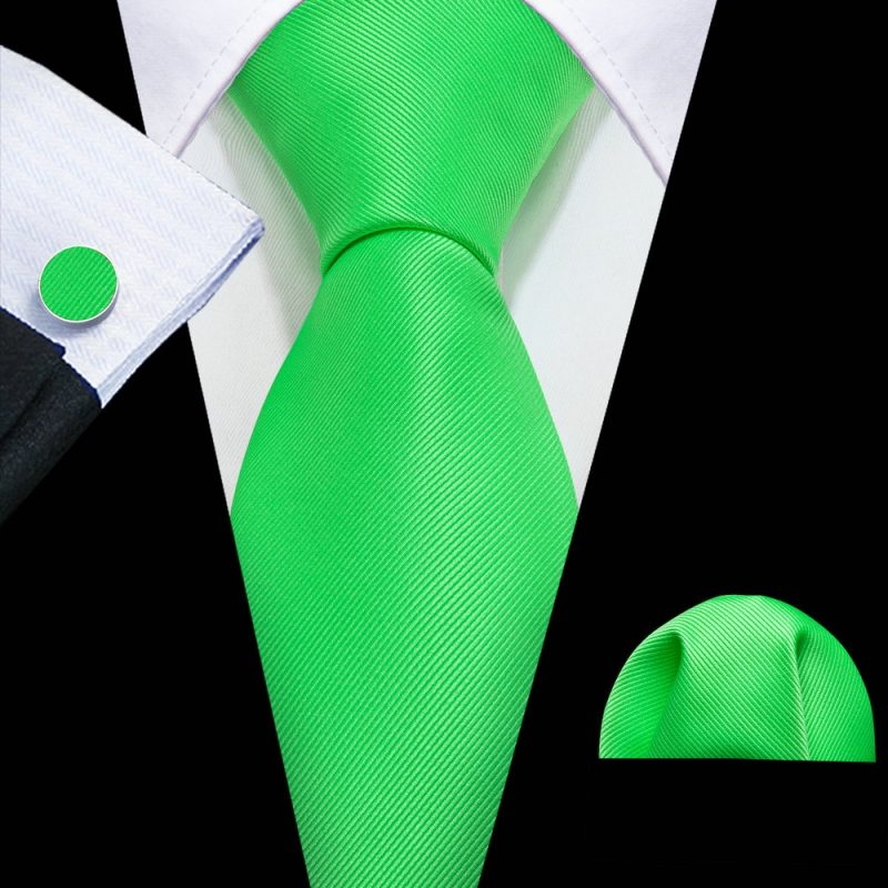 Dark Green Silk Solid Men Ties With Pocket Square Cufflinks Set Elegant Woven High Quality Suit Necktie Wedding Party Barry.Wang - Image 17