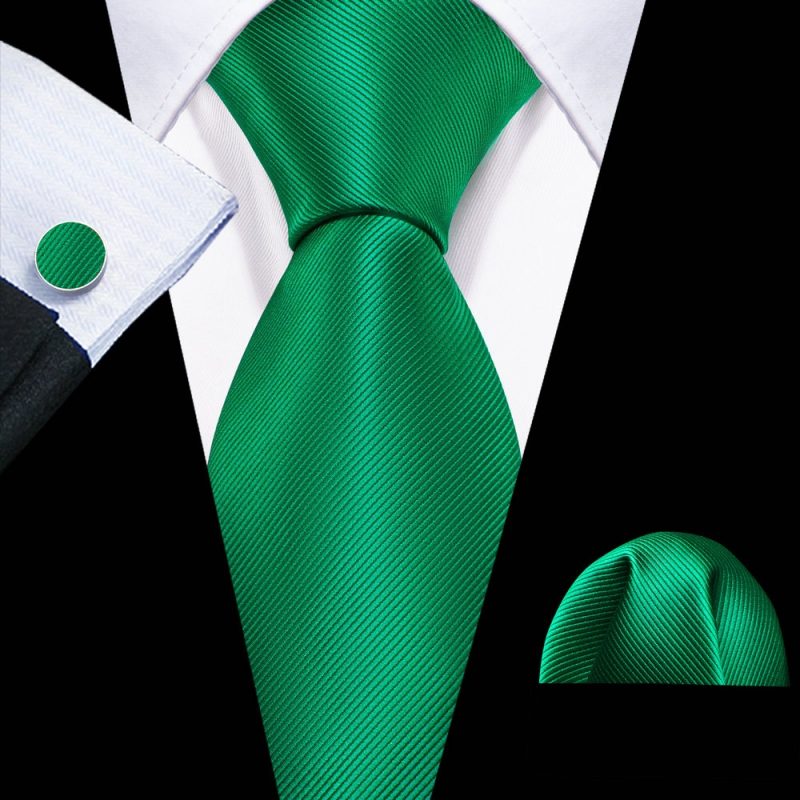 Dark Green Silk Solid Men Ties With Pocket Square Cufflinks Set Elegant Woven High Quality Suit Necktie Wedding Party Barry.Wang - Image 20