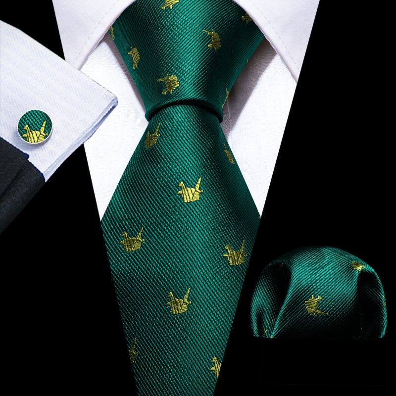 Dark Green Silk Solid Men Ties With Pocket Square Cufflinks Set Elegant Woven High Quality Suit Necktie Wedding Party Barry.Wang - Image 22