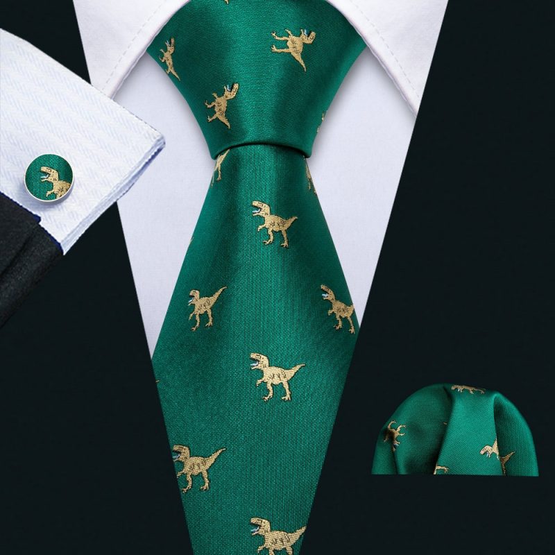 Luxury Silk Mens Ties Set Black Green Leaves Floral Neck Tie Handkerchief Cufflinks Set Wedding Business Party Barry·Wang 5938 - Image 17