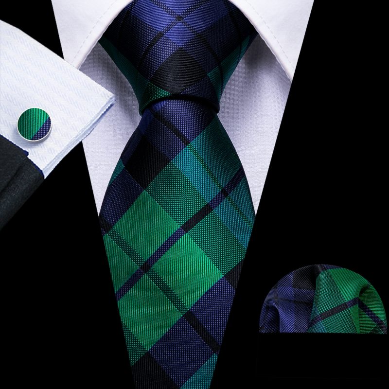 Luxury Silk Mens Ties Set Black Green Leaves Floral Neck Tie Handkerchief Cufflinks Set Wedding Business Party Barry·Wang 5938 - Image 19