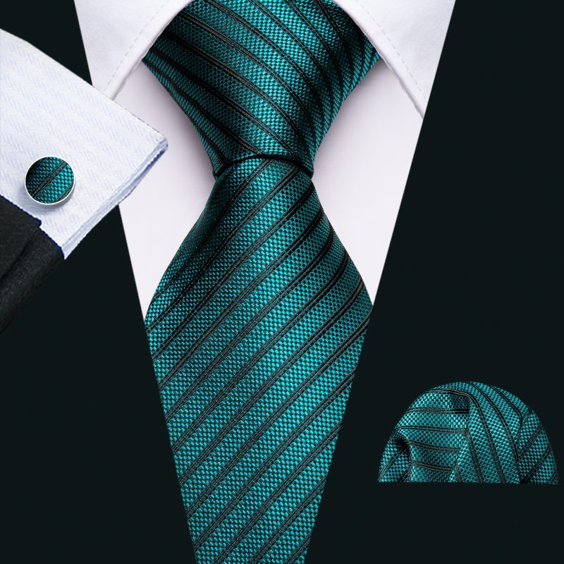 Luxury Silk Mens Ties Set Black Green Leaves Floral Neck Tie Handkerchief Cufflinks Set Wedding Business Party Barry·Wang 5938 - Image 22
