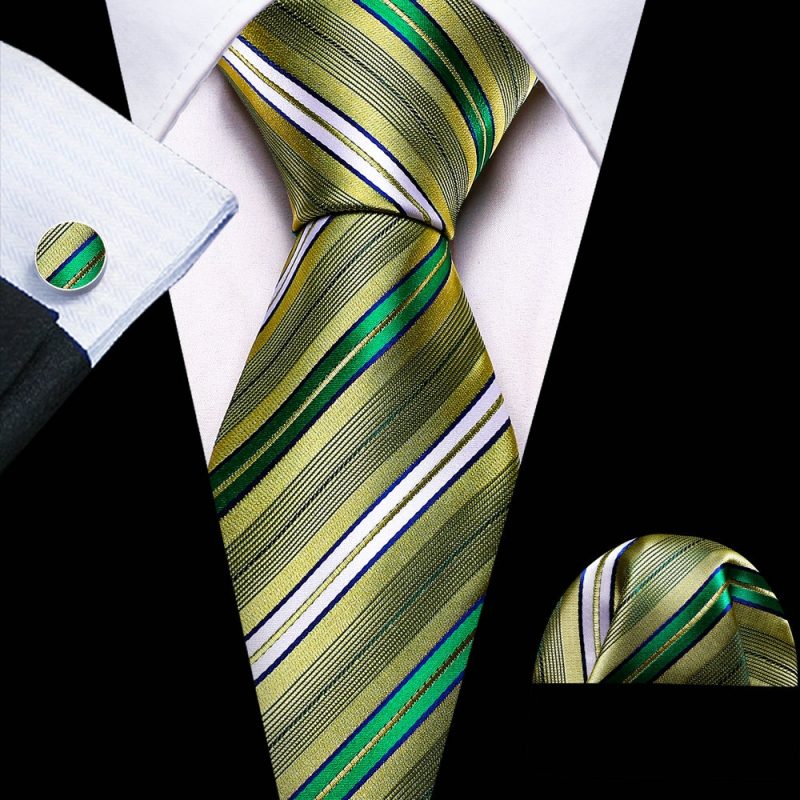 Luxury Silk Mens Ties Set Black Green Leaves Floral Neck Tie Handkerchief Cufflinks Set Wedding Business Party Barry·Wang 5938 - Image 34