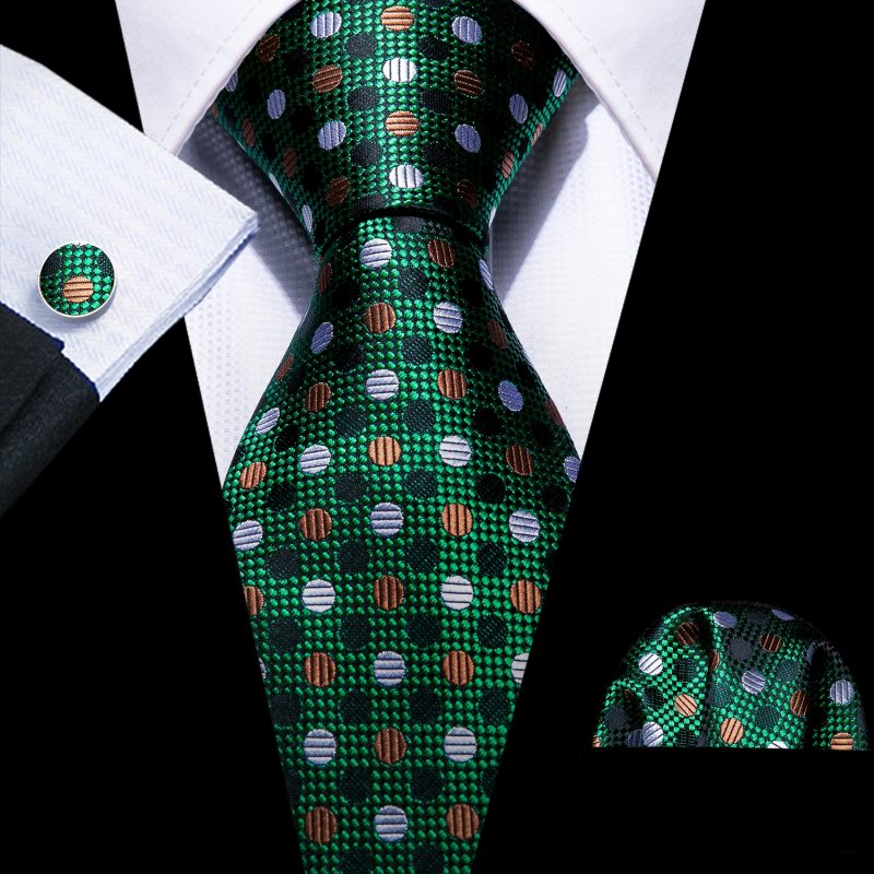 Luxury Silk Mens Ties Set Black Green Leaves Floral Neck Tie Handkerchief Cufflinks Set Wedding Business Party Barry·Wang 5938 - Image 37