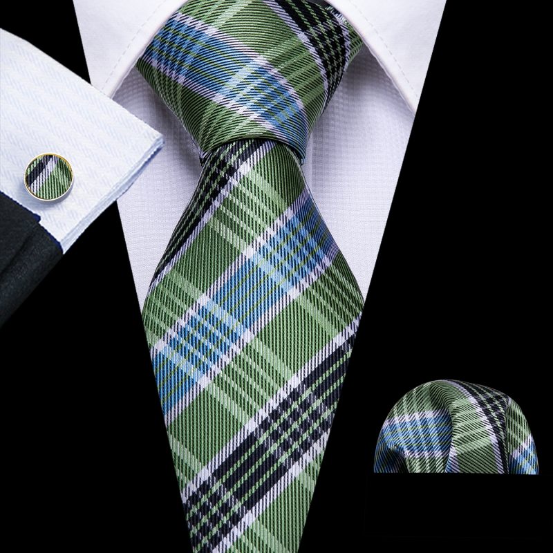 Luxury Silk Mens Ties Set Black Green Leaves Floral Neck Tie Handkerchief Cufflinks Set Wedding Business Party Barry·Wang 5938 - Image 38