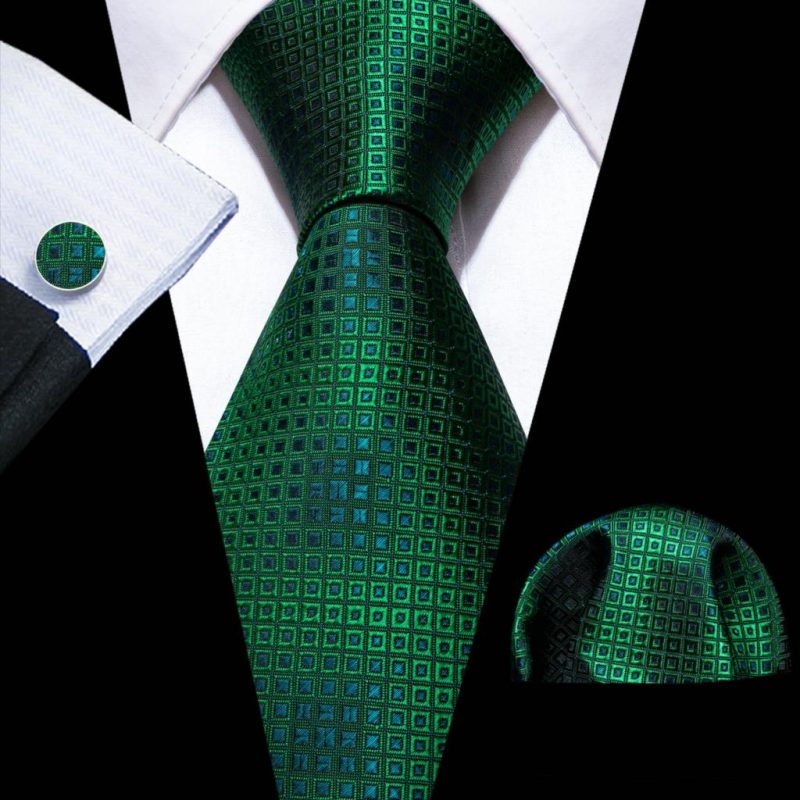 Luxury Silk Mens Ties Set Black Green Leaves Floral Neck Tie Handkerchief Cufflinks Set Wedding Business Party Barry·Wang 5938 - Image 39