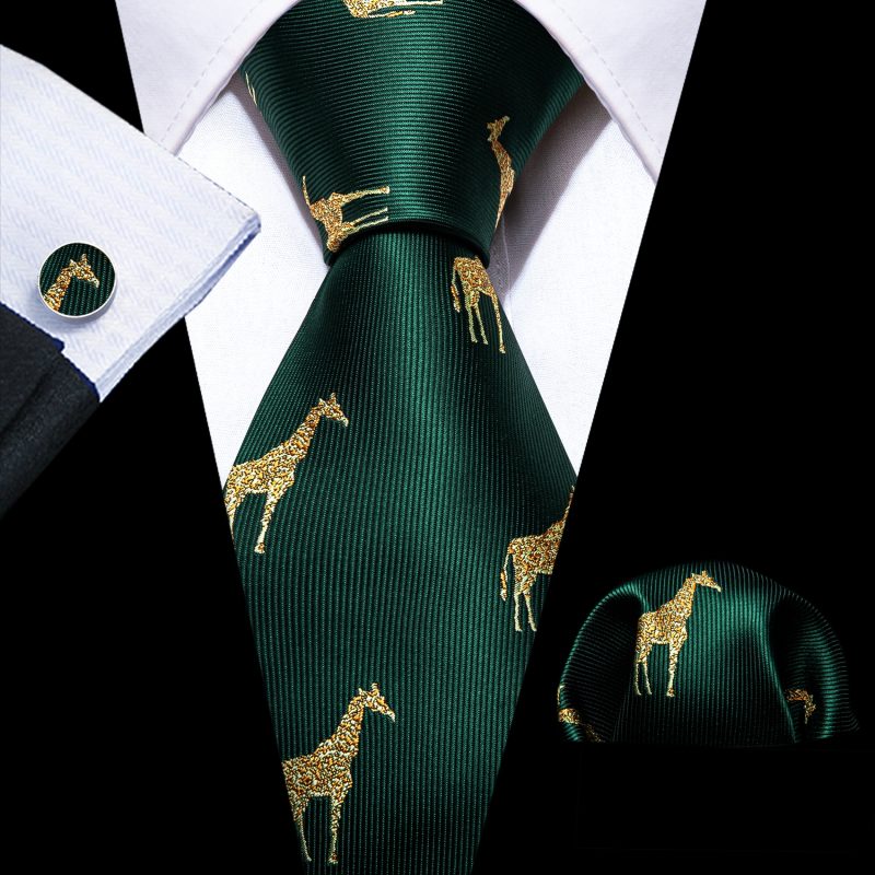 Luxury Silk Mens Ties Set Black Green Leaves Floral Neck Tie Handkerchief Cufflinks Set Wedding Business Party Barry·Wang 5938 - Image 40