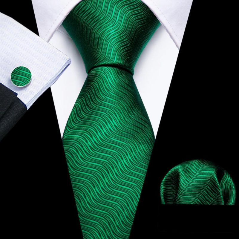 Luxury Silk Mens Ties Set Black Green Leaves Floral Neck Tie Handkerchief Cufflinks Set Wedding Business Party Barry·Wang 5938 - Image 44