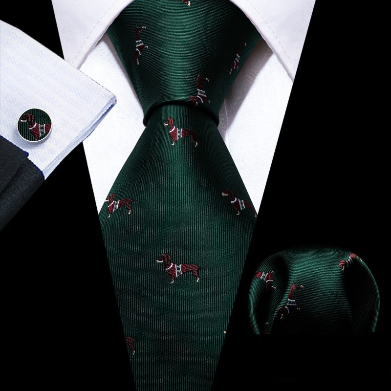 Luxury Silk Mens Ties Set Black Green Leaves Floral Neck Tie Handkerchief Cufflinks Set Wedding Business Party Barry·Wang 5938 - Image 50