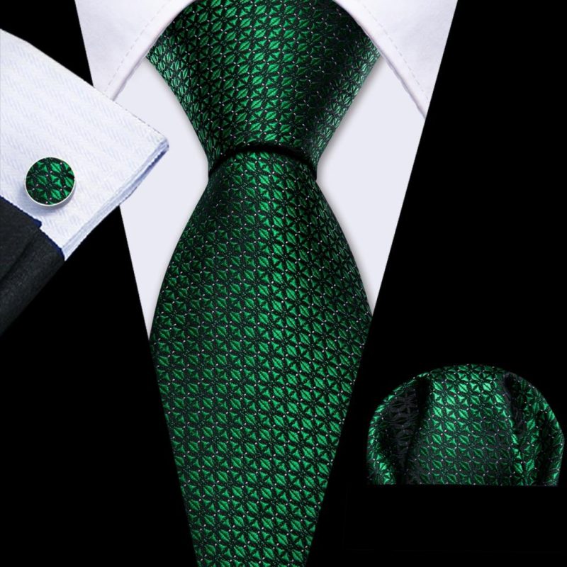 Luxury Silk Mens Ties Set Black Green Leaves Floral Neck Tie Handkerchief Cufflinks Set Wedding Business Party Barry·Wang 5938 - Image 51