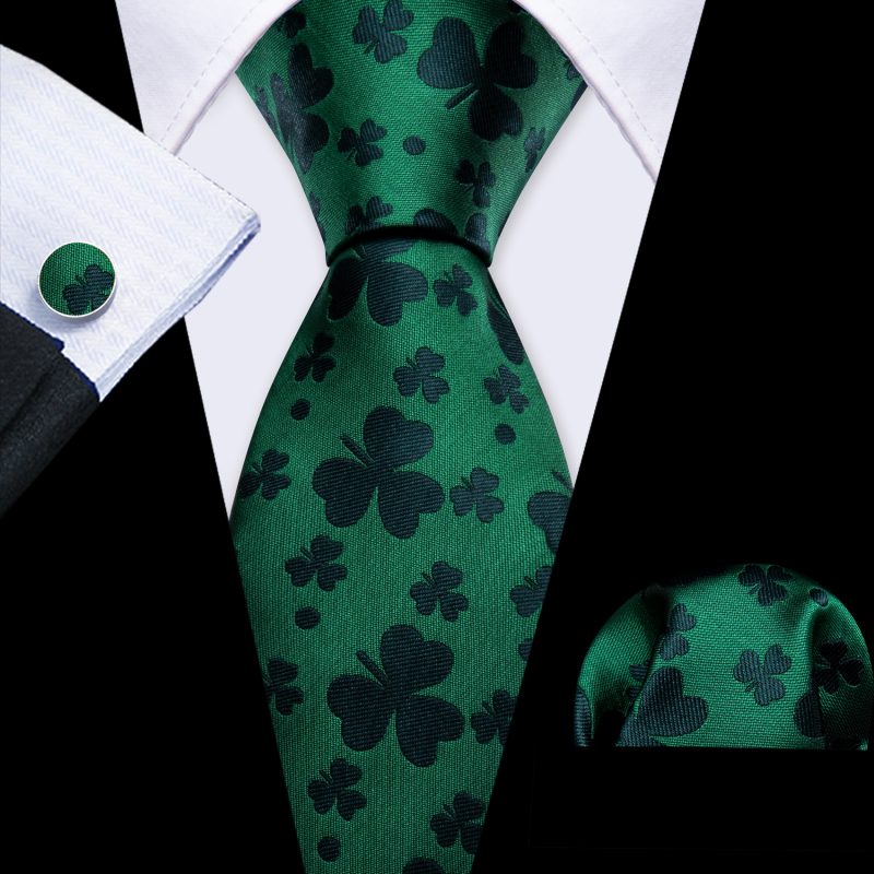 Luxury Silk Mens Ties Set Black Green Leaves Floral Neck Tie Handkerchief Cufflinks Set Wedding Business Party Barry·Wang 5938 - Image 52