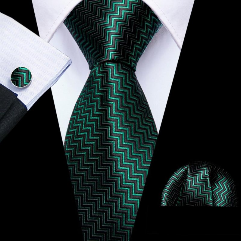 Luxury Silk Mens Ties Set Black Green Leaves Floral Neck Tie Handkerchief Cufflinks Set Wedding Business Party Barry·Wang 5938 - Image 66