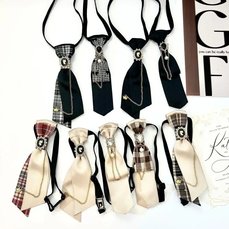 Vintage Small Bow Tie Men Women's College Style Suit Shirt Sweater Accessories Handmade Ribbon Rhinestone Collar Flowers Ties - Image 2