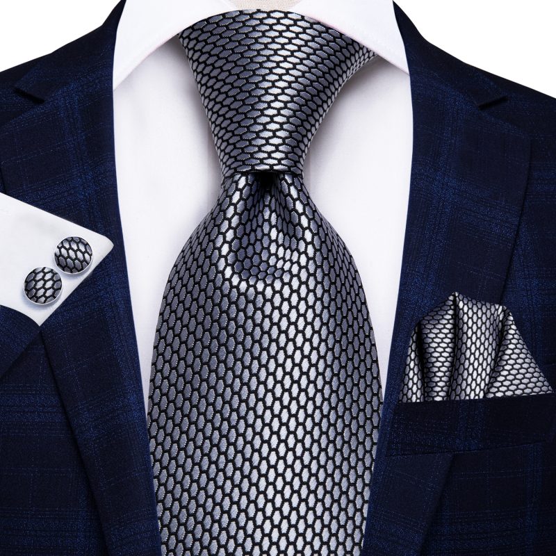 Hi-Tie Blue Business Solid 100% Silk Men's Tie NeckTie 8.5cm Ties for Men Formal Luxury Wedding High Quality Gravata - Image 4