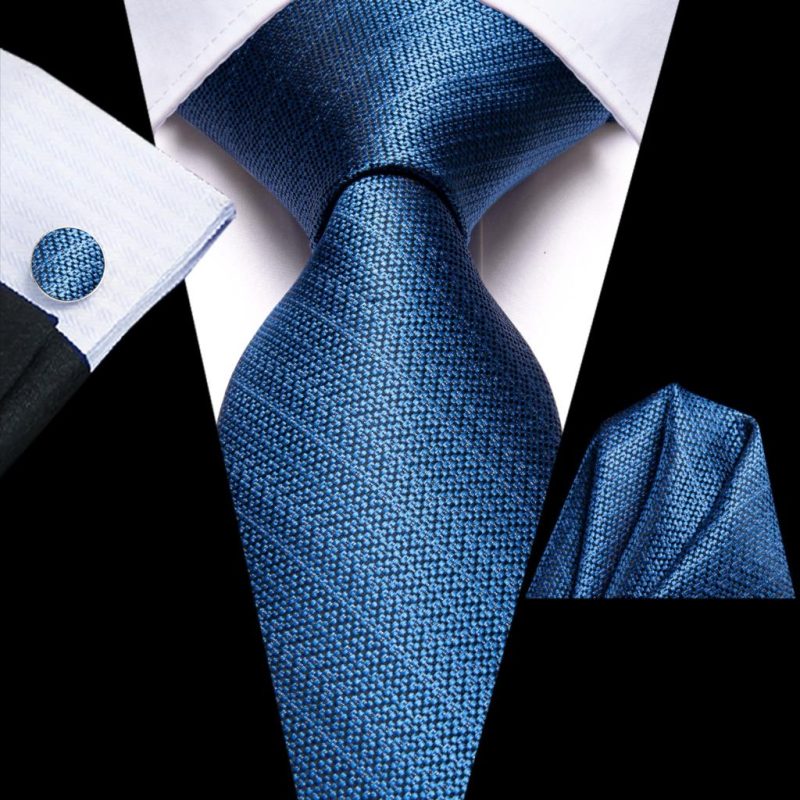 Hi-Tie Blue Business Solid 100% Silk Men's Tie NeckTie 8.5cm Ties for Men Formal Luxury Wedding High Quality Gravata - Image 10