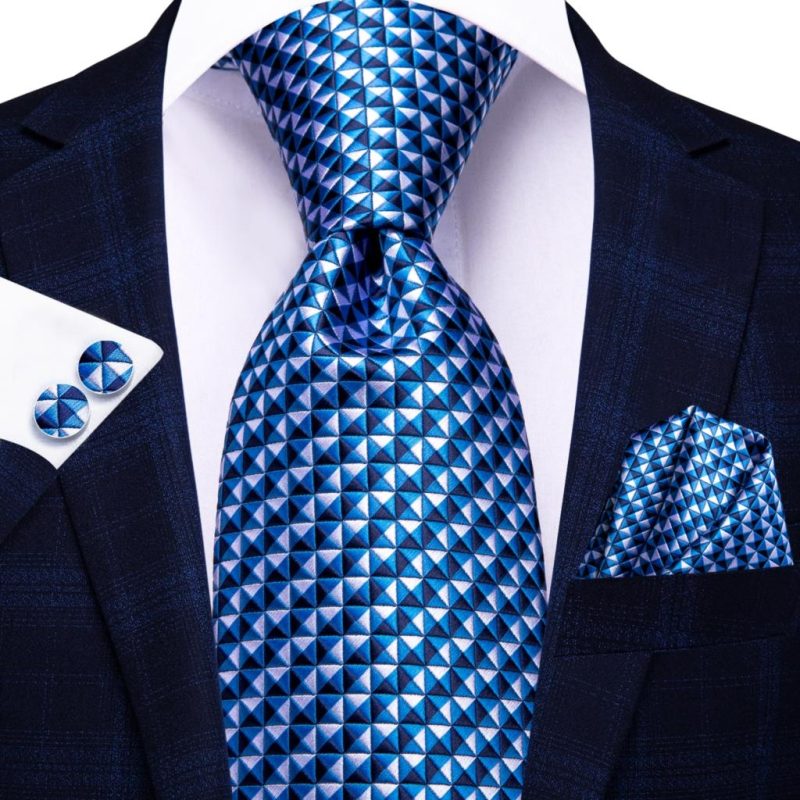 Hi-Tie Blue Business Solid 100% Silk Men's Tie NeckTie 8.5cm Ties for Men Formal Luxury Wedding High Quality Gravata - Image 43