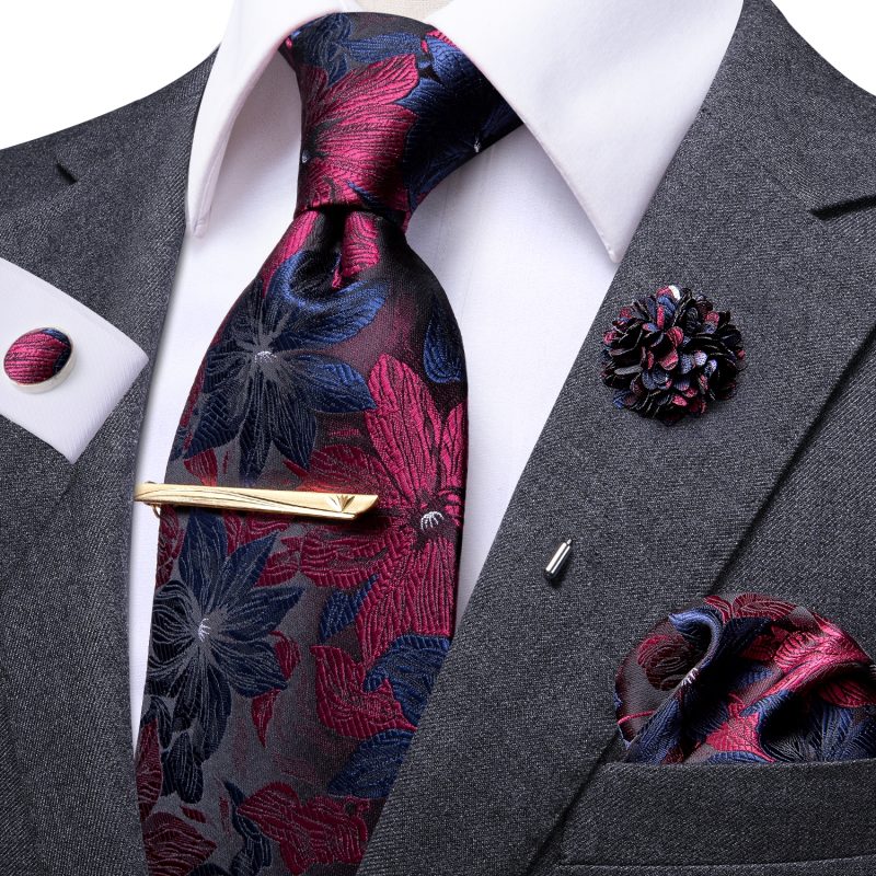 Hi-Tie Yellow Brown Paisley Tie For Men Silk Men's Tie Clip Gift For Men Luxury Necktie Hanky Cufflinks Set Formal Wedding - Image 12