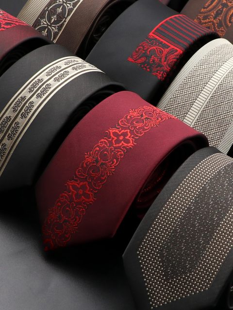Fashion Jacquard Red Grey Necktie 6cm Floral Plaid Patchwork Polyester Male Skinny Party Business Tie Suit Shirt Accessory Gift