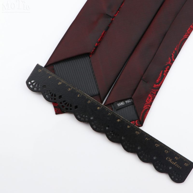 Fashion Jacquard Red Grey Necktie 6cm Floral Plaid Patchwork Polyester Male Skinny Party Business Tie Suit Shirt Accessory Gift - Image 2