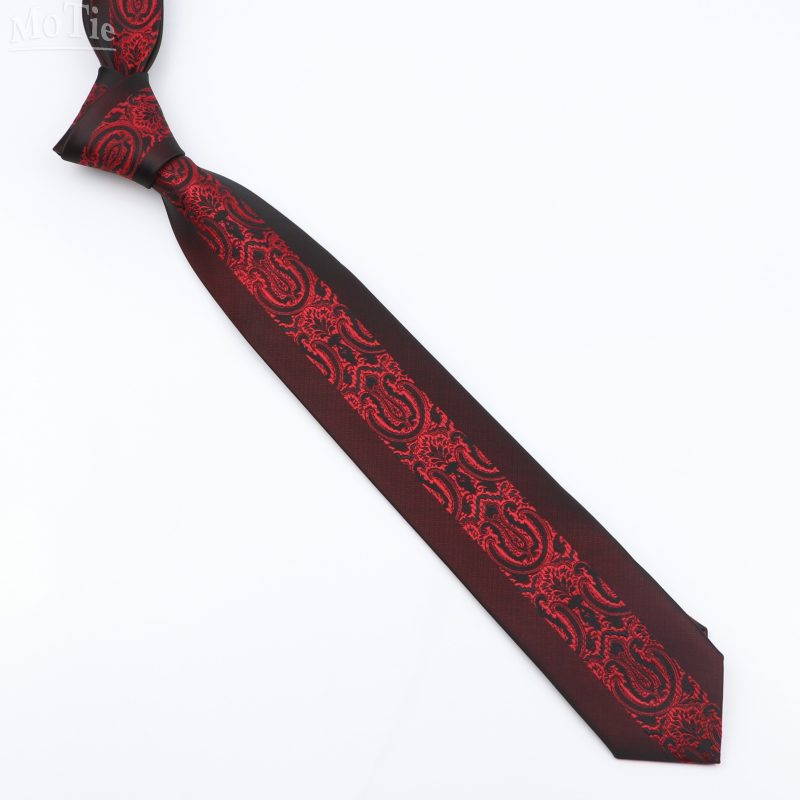 Fashion Jacquard Red Grey Necktie 6cm Floral Plaid Patchwork Polyester Male Skinny Party Business Tie Suit Shirt Accessory Gift - Image 3