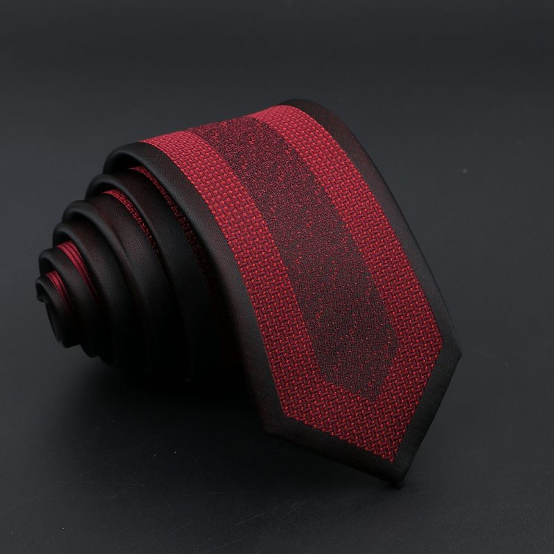 Fashion Jacquard Red Grey Necktie 6cm Floral Plaid Patchwork Polyester Male Skinny Party Business Tie Suit Shirt Accessory Gift - Image 5