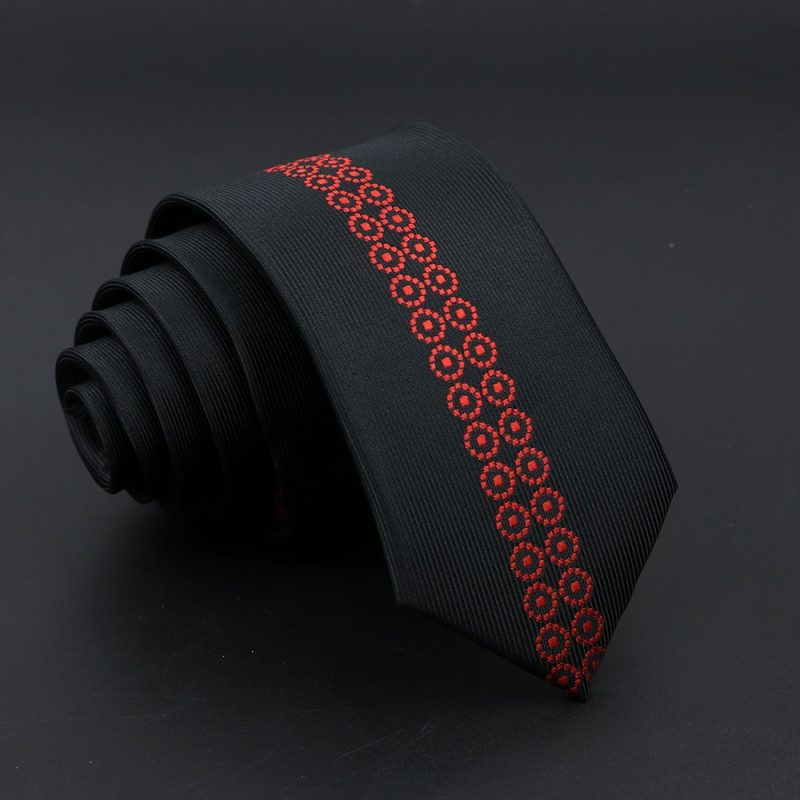 Fashion Jacquard Red Grey Necktie 6cm Floral Plaid Patchwork Polyester Male Skinny Party Business Tie Suit Shirt Accessory Gift - Image 6