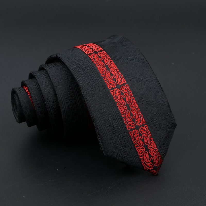 Fashion Jacquard Red Grey Necktie 6cm Floral Plaid Patchwork Polyester Male Skinny Party Business Tie Suit Shirt Accessory Gift - Image 12