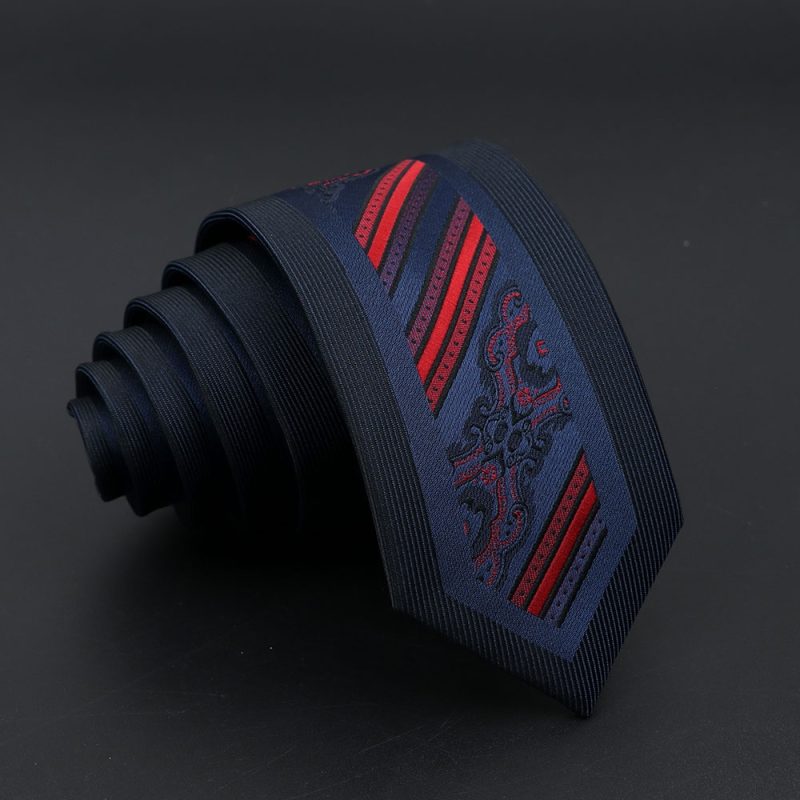 Fashion Jacquard Red Grey Necktie 6cm Floral Plaid Patchwork Polyester Male Skinny Party Business Tie Suit Shirt Accessory Gift - Image 18