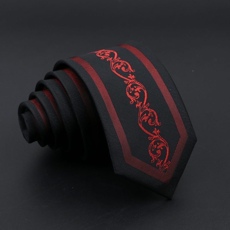 Fashion Jacquard Red Grey Necktie 6cm Floral Plaid Patchwork Polyester Male Skinny Party Business Tie Suit Shirt Accessory Gift - Image 19