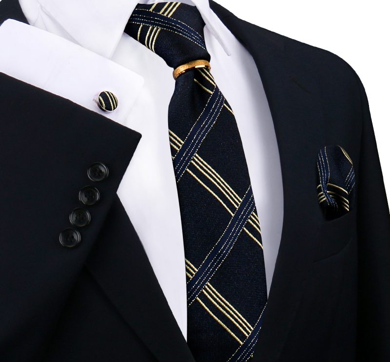 Luxury 100% Silk Tie For Mens Necktie Handkerchief Pocket Square Cufflink with Ring Brooch Set Wedding Business Ties Accessories - Image 2