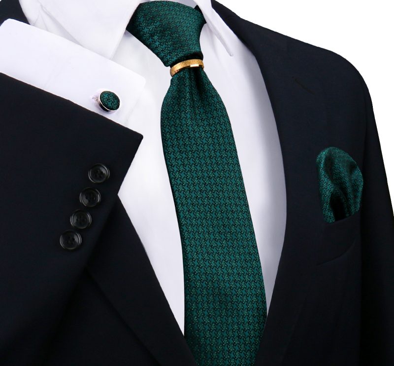 Luxury 100% Silk Tie For Mens Necktie Handkerchief Pocket Square Cufflink with Ring Brooch Set Wedding Business Ties Accessories - Image 4