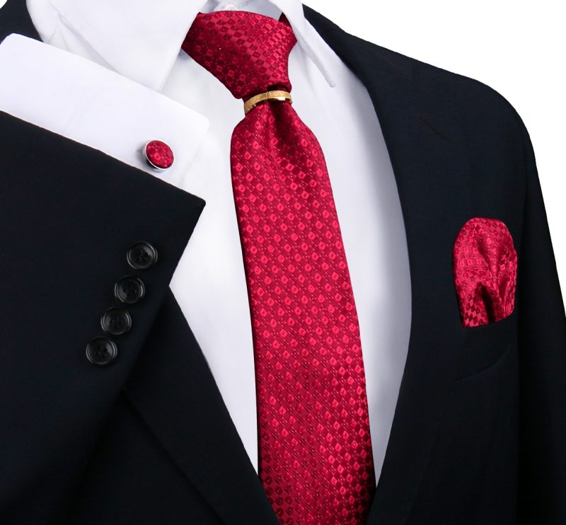 Luxury 100% Silk Tie For Mens Necktie Handkerchief Pocket Square Cufflink with Ring Brooch Set Wedding Business Ties Accessories - Image 5