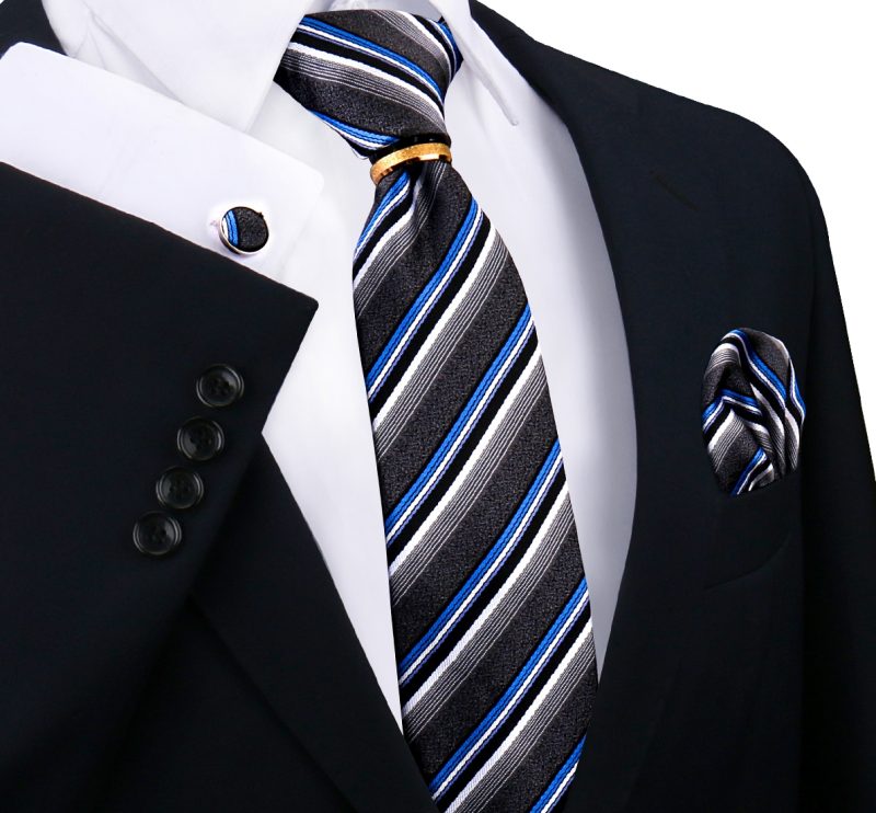 Luxury 100% Silk Tie For Mens Necktie Handkerchief Pocket Square Cufflink with Ring Brooch Set Wedding Business Ties Accessories - Image 7