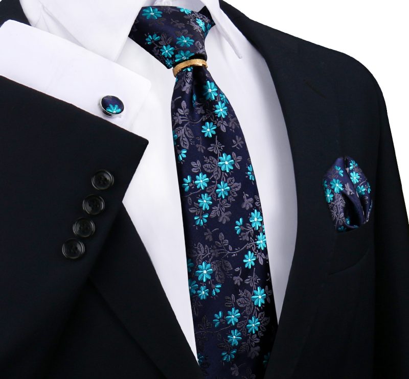 Luxury 100% Silk Tie For Mens Necktie Handkerchief Pocket Square Cufflink with Ring Brooch Set Wedding Business Ties Accessories - Image 18