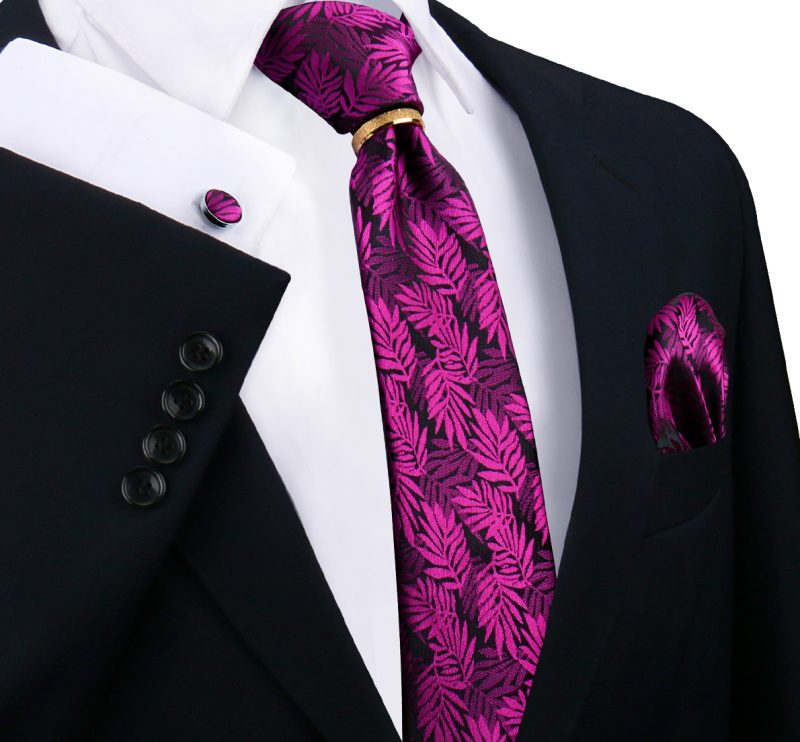 Luxury 100% Silk Tie For Mens Necktie Handkerchief Pocket Square Cufflink with Ring Brooch Set Wedding Business Ties Accessories - Image 19