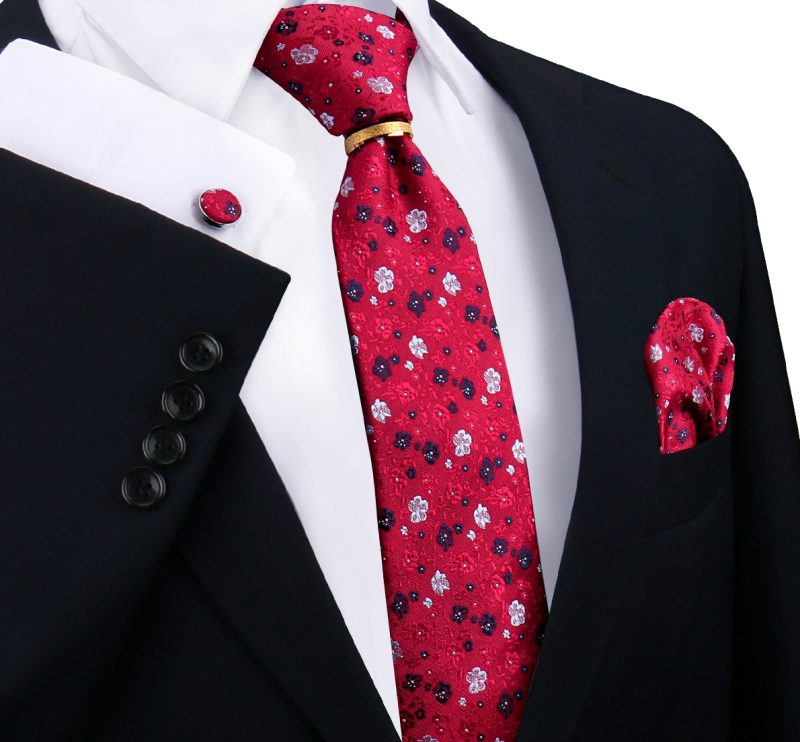 Luxury 100% Silk Tie For Mens Necktie Handkerchief Pocket Square Cufflink with Ring Brooch Set Wedding Business Ties Accessories - Image 20