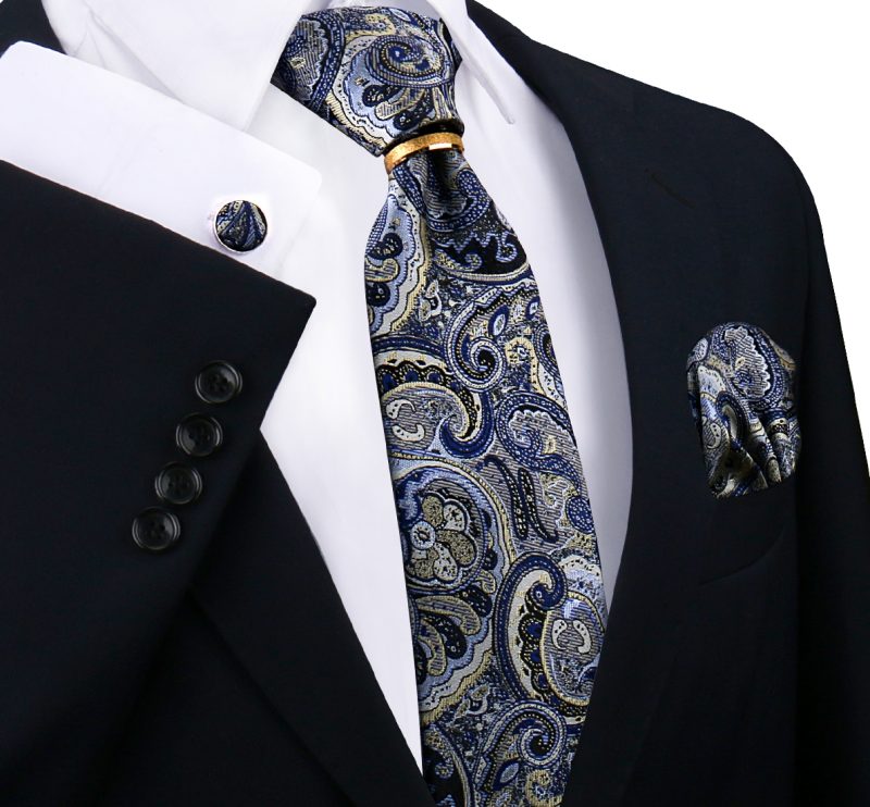 Luxury 100% Silk Tie For Mens Necktie Handkerchief Pocket Square Cufflink with Ring Brooch Set Wedding Business Ties Accessories - Image 26