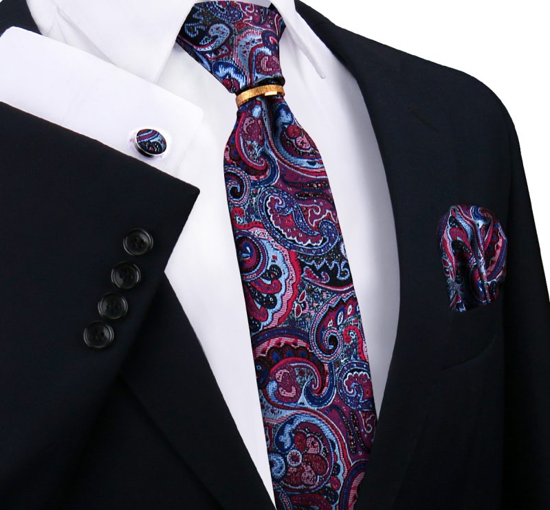 Luxury 100% Silk Tie For Mens Necktie Handkerchief Pocket Square Cufflink with Ring Brooch Set Wedding Business Ties Accessories - Image 29