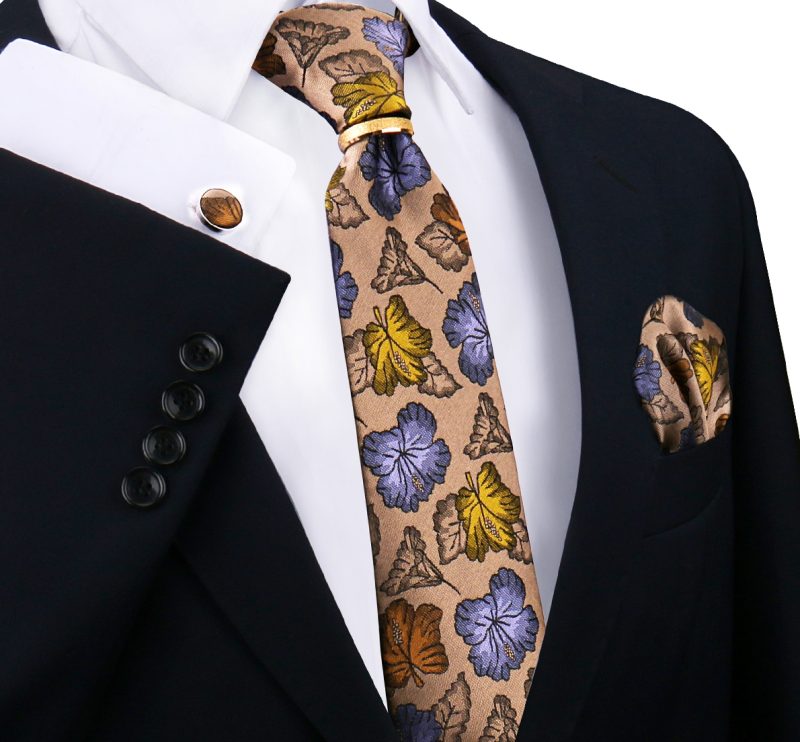 Luxury 100% Silk Tie For Mens Necktie Handkerchief Pocket Square Cufflink with Ring Brooch Set Wedding Business Ties Accessories - Image 34