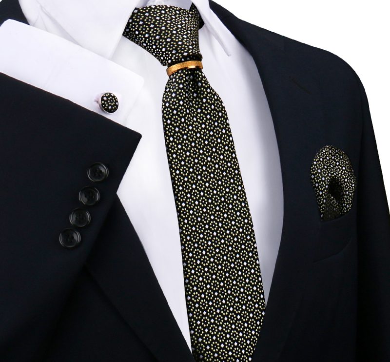 Luxury 100% Silk Tie For Mens Necktie Handkerchief Pocket Square Cufflink with Ring Brooch Set Wedding Business Ties Accessories - Image 37