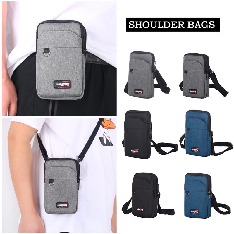 Canvas Shoulder Bag Men Solid Color Crossbody Bag Men's Casual Fashionable Phone Pouch Camping Hunting Small Square Bag Wallet